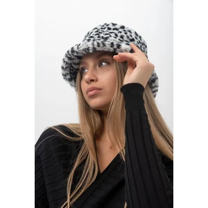 Saria Moda Leopar Desen Peluş Bucket Şapka
