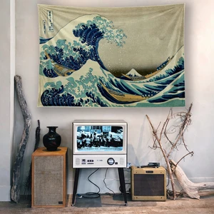 The Lucid Lab Kanagawa Dalgası Duvar Örtüsü Japon Sanatı Duvar Örtüsü