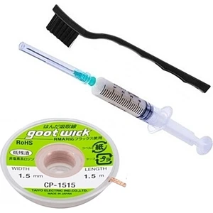 Antistatik Temizleme Fırçası Goot Wick CP-1515 Lehim Sökme Teli 1.5mm ve Lehim Toplama Anakart Tamir Seti
