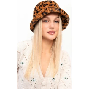 Saria Moda Leopar Desen Peluş Bucket Şapka