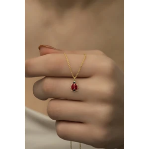 925 Ayar Gümüş Gold Minik Uğur Böceği Kolye