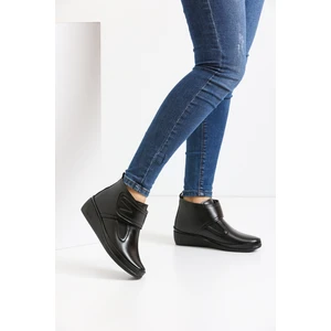 Kaof Shoes Kadın Siyah Anne Botu Ortopedik Bot Bootie Klasik Ayakkabı Kışlık Bot Günlük Ayakkabı Postal Çizme Anne Ayakkabısı