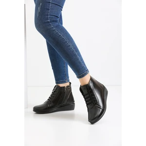 Kaof Shoes Kadın Siyah Anne Botu Ortopedik Anne Ayakkabısı Kadın Günlük Ayakkabı Kadın Klasik Ayakkabı Anne Çizme Bot