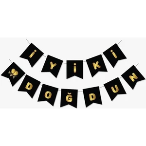 Çıtı Pıtı Store Iyi Ki Doğdun Yazısı Siyah Üzerine Gold