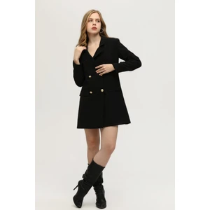Siyah Astarlı Düğme Kapamalı Blazer Ceket 0105123.01