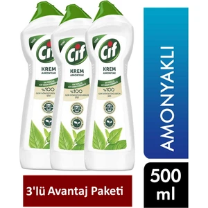 Hgüneyli Cif Krem Temizleyici 500 ml Amonyaklı (3'lü Avantaj Paketi)