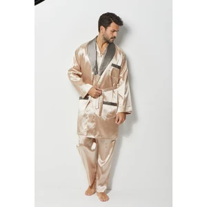 Damatlık Seti Erkek 4lü Saten Röbdeşember Pijama Takımı