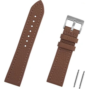 Açık 22MM Kahverengi Taba Hakiki Deri Spor Saat Kordonu Kayış