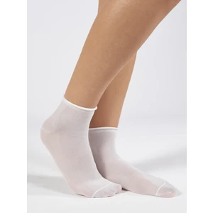 Beyaz Simli Collection Quarter Lastiksiz Dikişsiz Kadın Yarım Soket Çorap