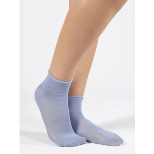 Buz Mavisi Simli Collection Quarter Lastiksiz Dikişsiz Kadın Yarım Soket Çorap