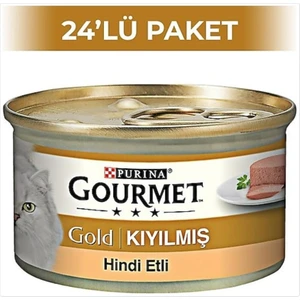 Gourmet Gold Hindi Etli Yetişkin Kıyılmış Kedi Konservesi 24X85 gr