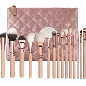 Makyaj Fırça Seti Çantalı 15LI Set Pembe