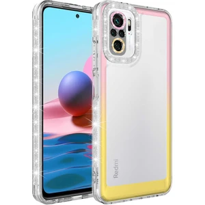 M.TK Moveteck Xiaomi Redmi Note 10 Kılıf Kamera Lens Korumalı Parlak Simli ve Renkli Arkası Şeffaf Kapak