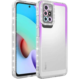 M.TK Moveteck Xiaomi Redmi 10 Kılıf Kamera Lens Korumalı Parlak Simli ve Renkli Arkası Şeffaf Silikon Kapak