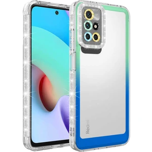 M.TK Moveteck Xiaomi Redmi 10 Kılıf Kamera Lens Korumalı Parlak Simli ve Renkli Arkası Şeffaf Silikon Kapak