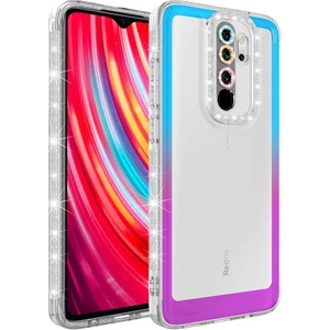 M.TK Moveteck Xiaomi Redmi Note 8 Pro Kılıf Lens Korumalı Parlak Simli ve Renkli Arkası Şeffaf Silikon Kapak