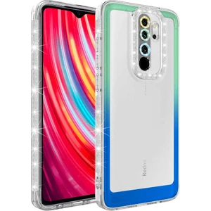 M.TK Moveteck Xiaomi Redmi Note 8 Pro Kılıf Lens Korumalı Parlak Simli ve Renkli Arkası Şeffaf Silikon Kapak