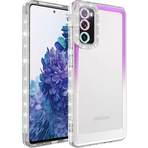 M.TK Moveteck S20 Fe Kılıf Kamera Lens Korumalı Parlak Simli ve Renkli Arkası Şeffaf Kapak
