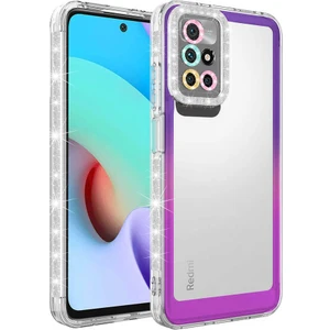 M.TK Moveteck Xiaomi Redmi 10 Kılıf Kamera Lens Korumalı Parlak Simli ve Renkli Arkası Şeffaf Silikon Kapak