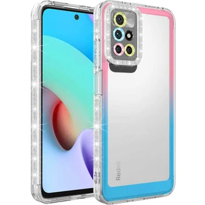 M.TK Moveteck Xiaomi Redmi 10 Kılıf Kamera Lens Korumalı Parlak Simli ve Renkli Arkası Şeffaf Silikon Kapak