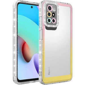 M.TK Moveteck Xiaomi Redmi 10 Kılıf Kamera Lens Korumalı Parlak Simli ve Renkli Arkası Şeffaf Silikon Kapak