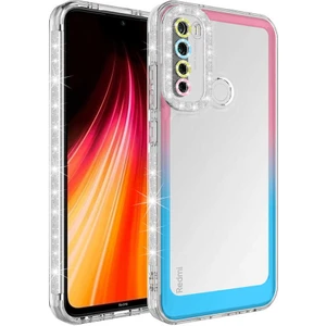 M.TK Moveteck Xiaomi Redmi Note 8 Kılıf Lens Korumalı Parlak Simli ve Renkli Arkası Şeffaf Silikon Kapak