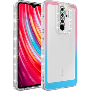 M.TK Moveteck Xiaomi Redmi Note 8 Pro Kılıf Lens Korumalı Parlak Simli ve Renkli Arkası Şeffaf Silikon Kapak