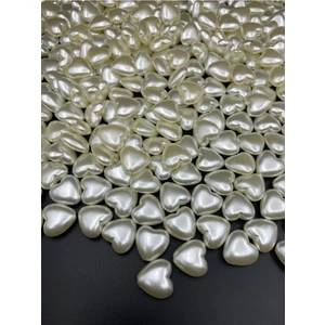 Hedef Bijuteri 25GR Krem Renk 18MM Kalp Lüks Kaplama Plastik Inci Boncuk, Takı Yapım Boncuğu #6 (~20ADET)