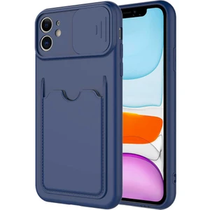 Kip GSM Apple iPhone 11 Kılıf ​sürgülü Kamera Korumalı Kartlık Bölmeli Silikon Kapak