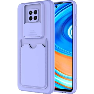 Kip GSM Xiaomi Redmi Note 9 Pro Kılıf ​sürgülü Kamera Korumalı Kartlık Bölmeli Silikon Kapak