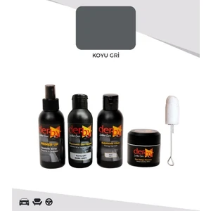 Koyu Gri Oto Döşeme Boya Seti ve Deri Çatlak Giderici Dolgu Tamir Macunu