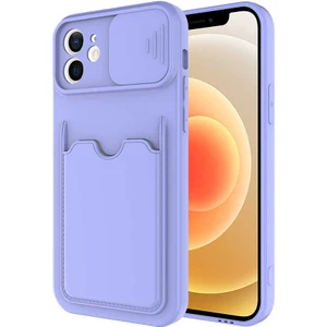Kip GSM Apple iPhone 12 Kılıf ​sürgülü Kamera Korumalı Kartlık Bölmeli Silikon Kapak