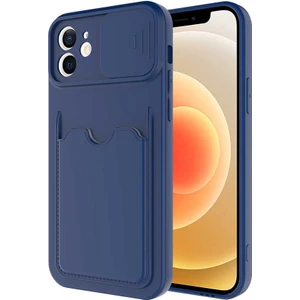 Kip GSM Apple iPhone 12 Kılıf ​sürgülü Kamera Korumalı Kartlık Bölmeli Silikon Kapak