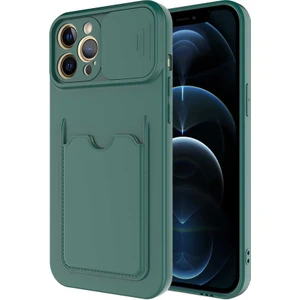 Kip GSM Apple iPhone 12 Pro Kılıf ​sürgülü Kamera Korumalı Kartlık Bölmeli Silikon Kapak