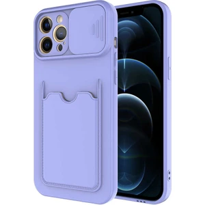 Kip GSM Apple iPhone 12 Pro Max Kılıf ​sürgülü Kamera Korumalı Kartlık Bölmeli Silikon Kapak