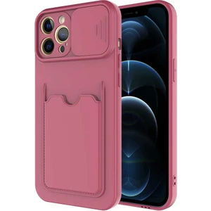 Kip GSM Apple iPhone 12 Pro Max Kılıf ​sürgülü Kamera Korumalı Kartlık Bölmeli Silikon Kapak