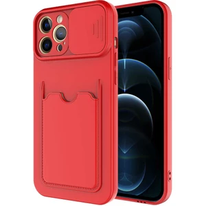 Kip GSM Apple iPhone 12 Pro Max Kılıf ​sürgülü Kamera Korumalı Kartlık Bölmeli Silikon Kapak