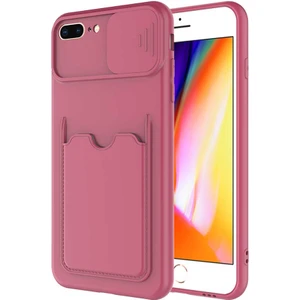 Kip GSM Apple iPhone 8 Plus Kılıf ​sürgülü Kamera Korumalı Kartlık Bölmeli Silikon Kapak