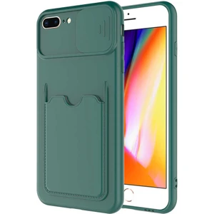 Kip GSM Apple iPhone 8 Plus Kılıf ​sürgülü Kamera Korumalı Kartlık Bölmeli Silikon Kapak