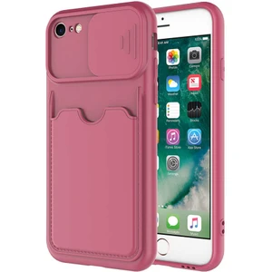 Kip GSM Apple iPhone Se 2020 Kılıf ​sürgülü Kamera Korumalı Kartlık Bölmeli Silikon Kapak