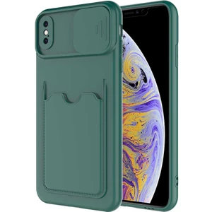 Kip GSM Apple iPhone Xs Max 6.5 Kılıf ​sürgülü Kamera Korumalı Kartlık Bölmeli Silikon Kapak