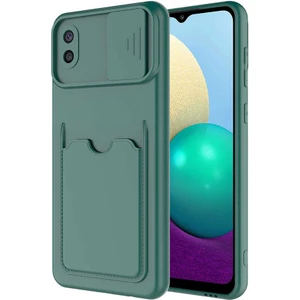 Kip GSM Samsung Galaxy A02 Kılıf ​sürgülü Kamera Korumalı Kartlık Bölmeli Silikon Kapak