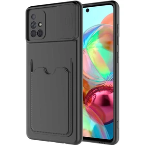 Kip GSM Samsung Galaxy A51 Kılıf ​sürgülü Kamera Korumalı Kartlık Bölmeli Silikon Kapak