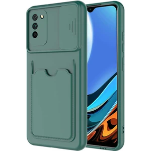 Kip GSM Xiaomi Poco M3 Kılıf ​sürgülü Kamera Korumalı Kartlık Bölmeli Silikon Kapak