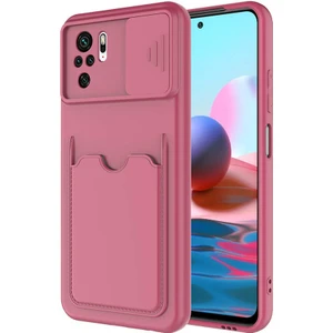 Kip GSM Xiaomi Redmi Note 10 Kılıf ​sürgülü Kamera Korumalı Kartlık Bölmeli Silikon Kapak