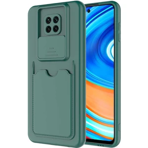 Kip GSM Xiaomi Redmi Note 9 Pro Kılıf ​sürgülü Kamera Korumalı Kartlık Bölmeli Silikon Kapak