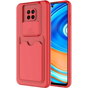 Kip GSM Xiaomi Redmi Note 9 Pro Kılıf ​sürgülü Kamera Korumalı Kartlık Bölmeli Silikon Kapak