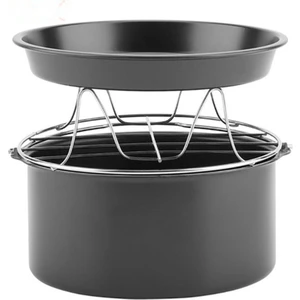 3 Parça 9 Inç (21.5cm) Yui / Xiaomi / Philips / Kumtel Uyumlu Air Fryer Aksesuarları Set - Siyah (Yurt Dışından)