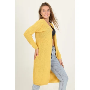 Neşeli Butik Kadın Sarı Yeni Sezon Selanik Triko Hırka RY0035