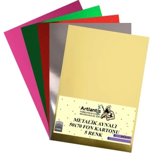 Metalik Aynalı Fon Kartonu 50X70 5 Renk 1 Paket Artlantis Aynalı Metalik Fon Kartonu